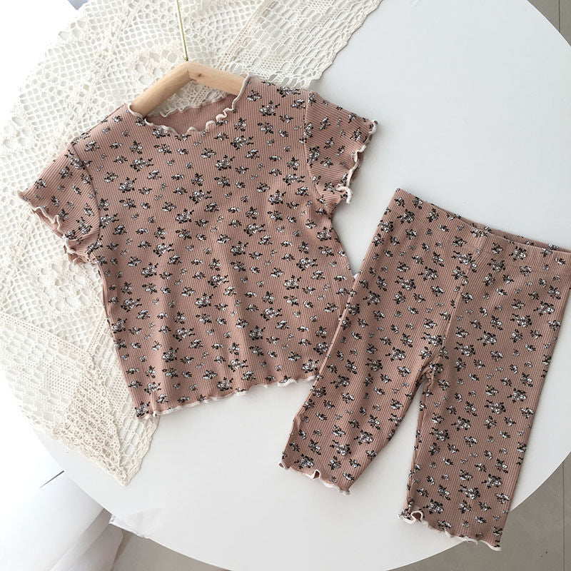Girls Floral Short Sleeve Pajama Set