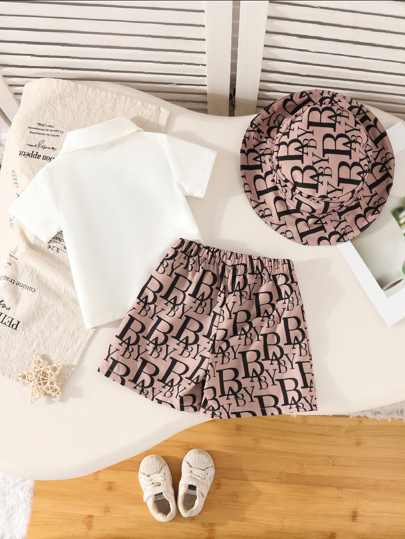Toddler Short-Sleeve Outfit Set with Hat