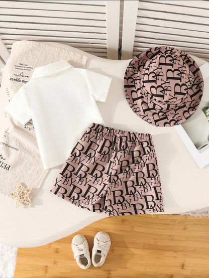 Toddler Short-Sleeve Outfit Set with Hat