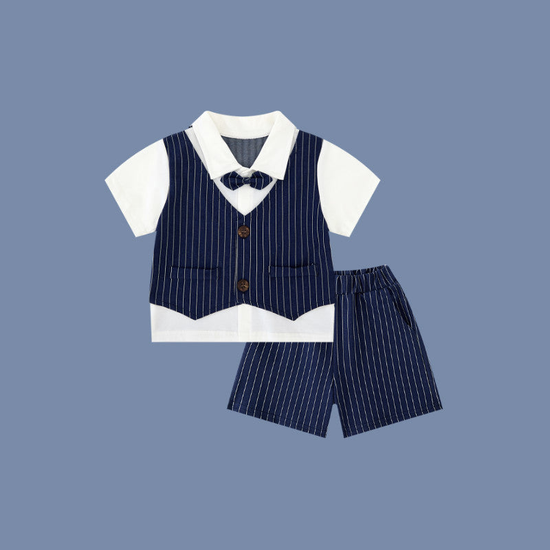 Boys Preppy Style Short Sleeve Suit