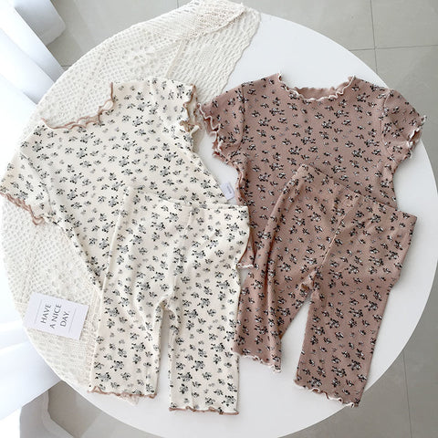 Girls Floral Short Sleeve Pajama Set
