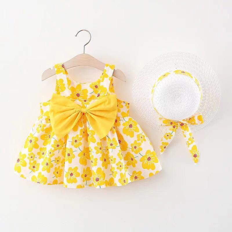 Baby Girl Summer Bow Dress with Hat