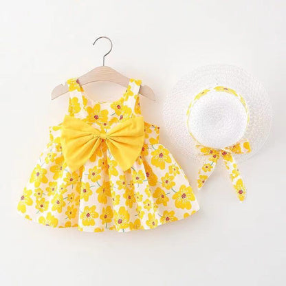 Baby Girl Summer Bow Dress with Hat