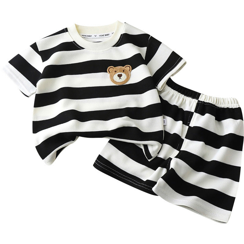 Children's Striped Short Sleeve and Shorts Set