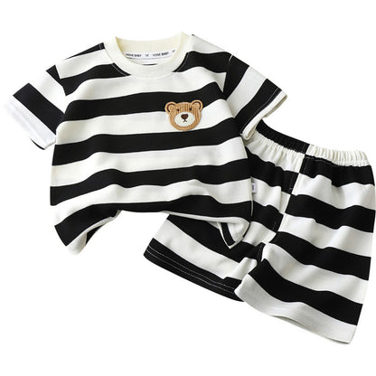 Children's Striped Short Sleeve and Shorts Set