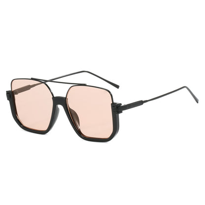 Women Double Beam Sunglasses Large Frame Retro Style