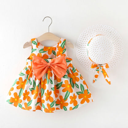 Baby Girl Summer Bow Dress with Hat